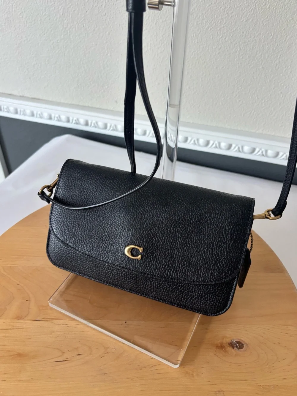 Coach Hayden Black Pebbled Leather Crossbody with Gold 'C' Accent
